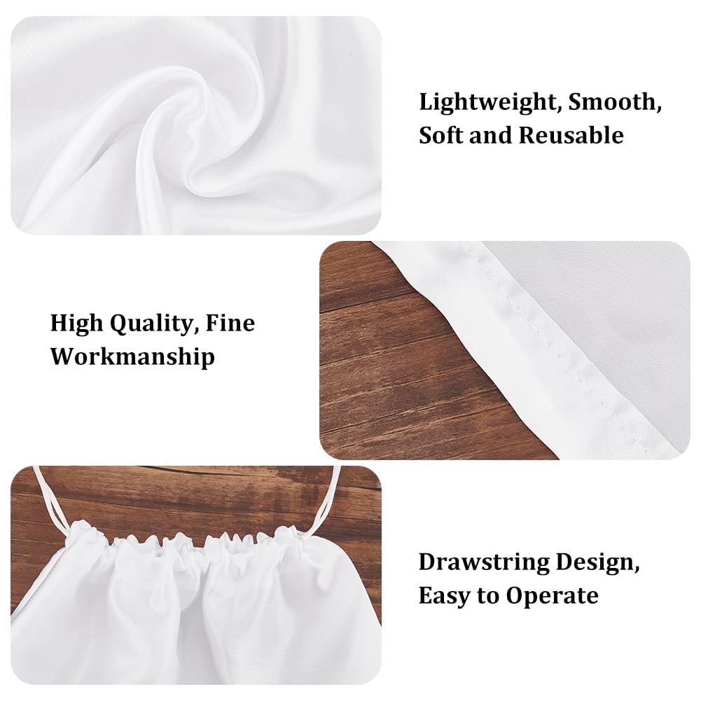NBEADS 12 Pcs Satin Dust Bags, Rectangle Drawstring Bags Small Size Storage Bag White Storage Bag Dust Cover Storage Bag for Packaging Handbags