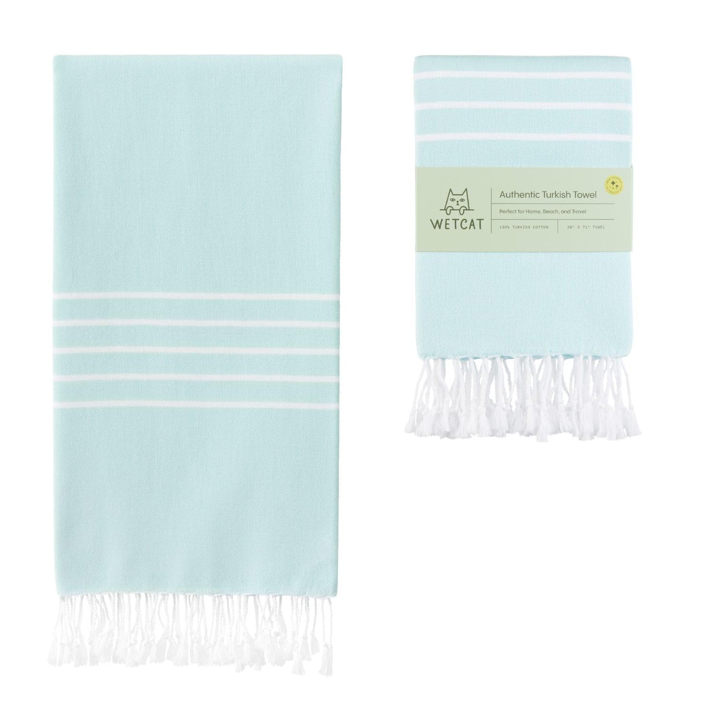 WETCAT Turkish Beach Towel Oversized 38x71 100% Cotton Sand Free Quick Dry Extra Large, Light Travel Towel for Adults Beach Gifts Beach Accessories -