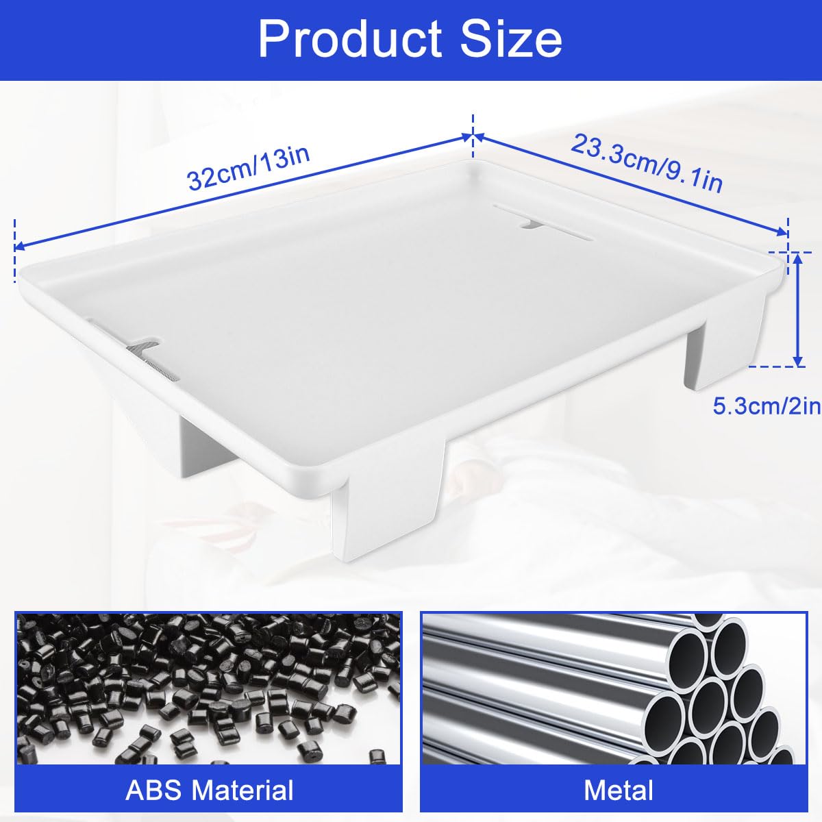 Bedside Shelf for Bed Bedside Storage Tray Heavy-Duty Detachable Bed Shelf Clip On Nightstand Tray Multifunctional Dorm Room Table Caddy Space Saving