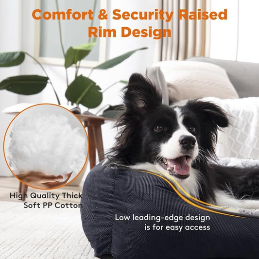MIXJOY Extra Large Dog Bed(107x76cm), Super Soft Cosy Rectangle Dog Beds, Grey Washable Pet Bed, Good for Golden Retriever, Labrador,German Shepherd,Samoye,Rottweiler