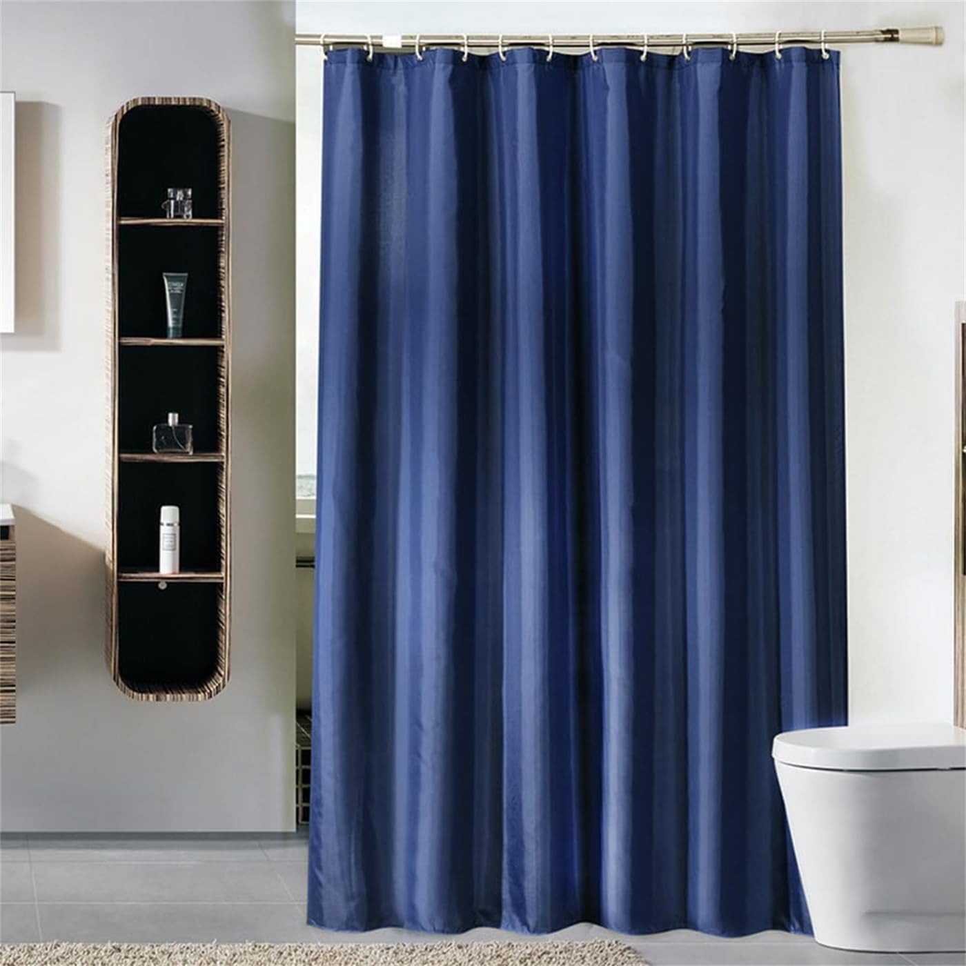 Lkw Ogechi Extra Wide Navy Blue Mildew Proof Shower Curtain 180x200 cm, 200/220/240 CM Drop Waterproof Polyester Bathtub Curtain, Washable Quick