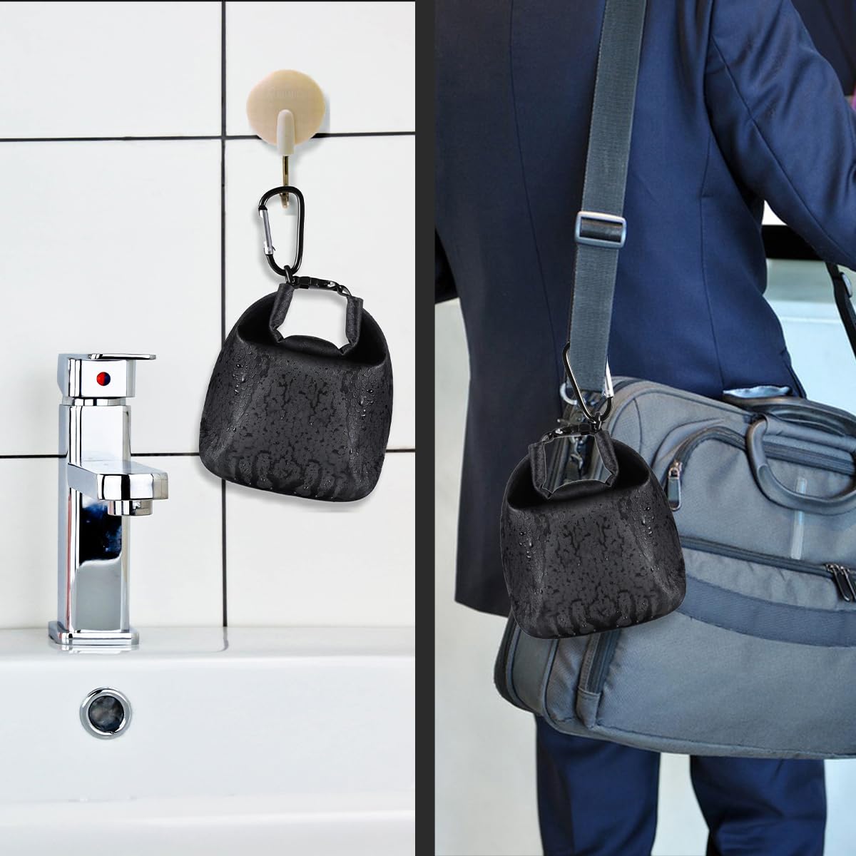 majesort 2 Pack Soap Travel Case Container,Portable Soap Bag Travel Soap,Solutions for Travelling Bathroom Shower Gym with Bar Soap (Black), OZ01
