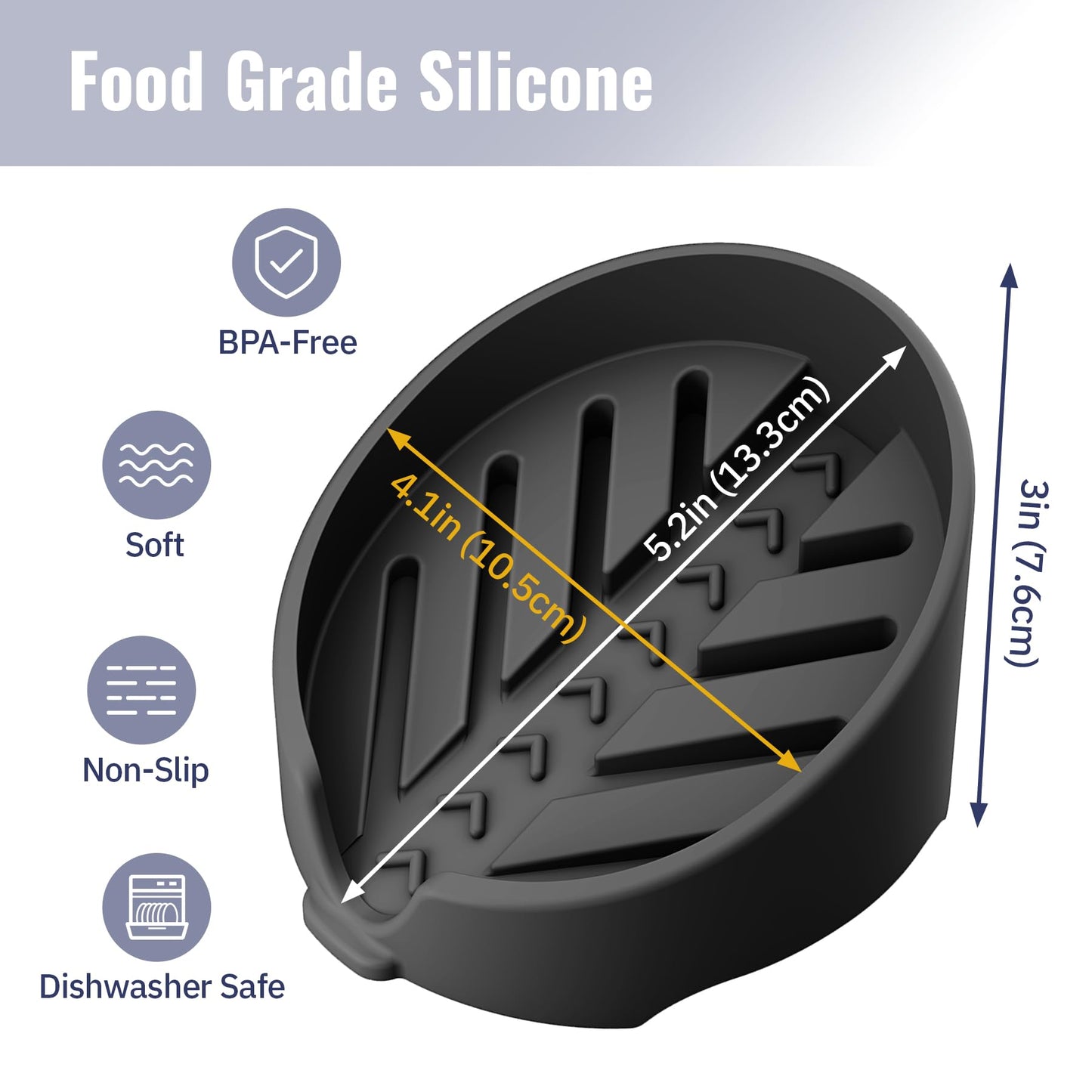 NiHome Silicone Soap Dish with High-Efficiency Drainage for Bathroom & Kitchen, Enlarged Holder Fits Various Soaps and Cleaning Supplies