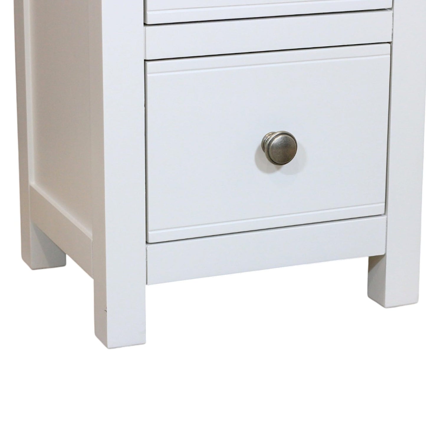 GROF GROFurniture Bedside Table 2 Drawers, Solid Wooden Side End Bedside Cabinet with Oak Top, Narrow Bedside