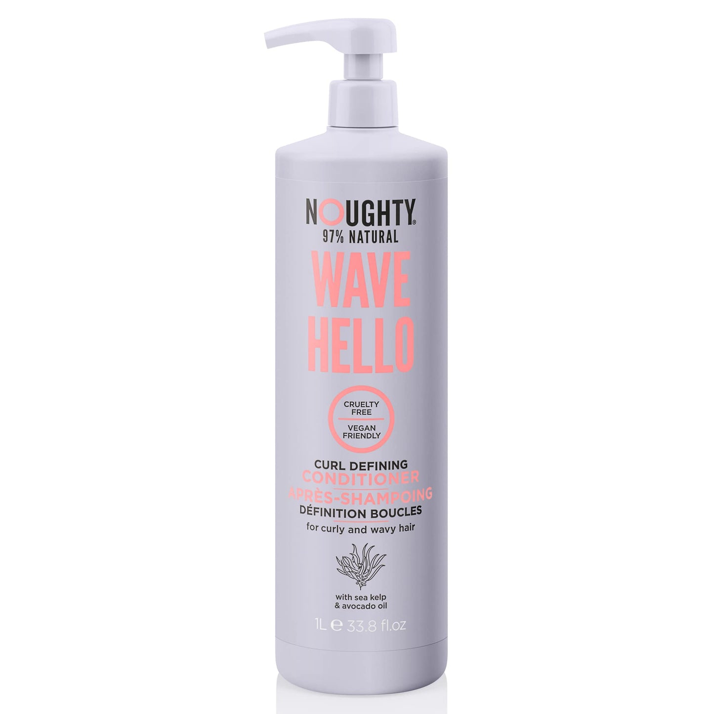 Noughty 97% Natural Wave Hello Curl Defining Conditioner to Condition Enhancing Soften and Define Curls with Sea Kelp Extract and Avocado Oil Sulphate