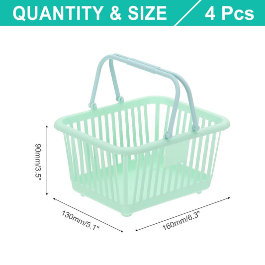 PATIKIL 4PCS Mini Shopping Basket, Small Plastic Basket Mini Storage Basket Grocery Tiny with Handles Organizer Filtered Water for Organizing Toys