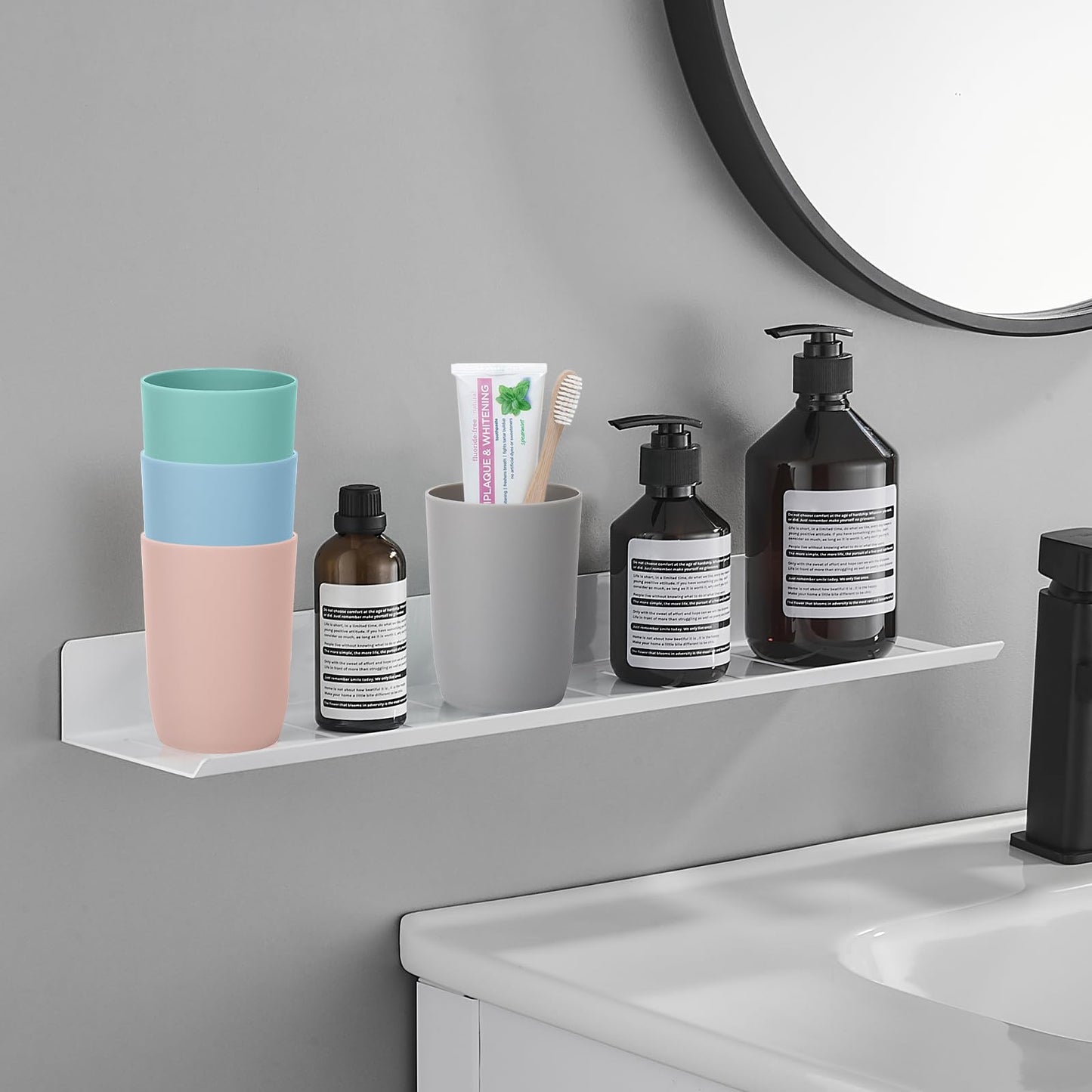AstraLoom 280ml × 4 Toothbrush Cups Set, Stackable Portable Plastic Drinking Cup, Mouthwash Cup, Suitable for Bathroom/Kitchen/Picnic/Travel