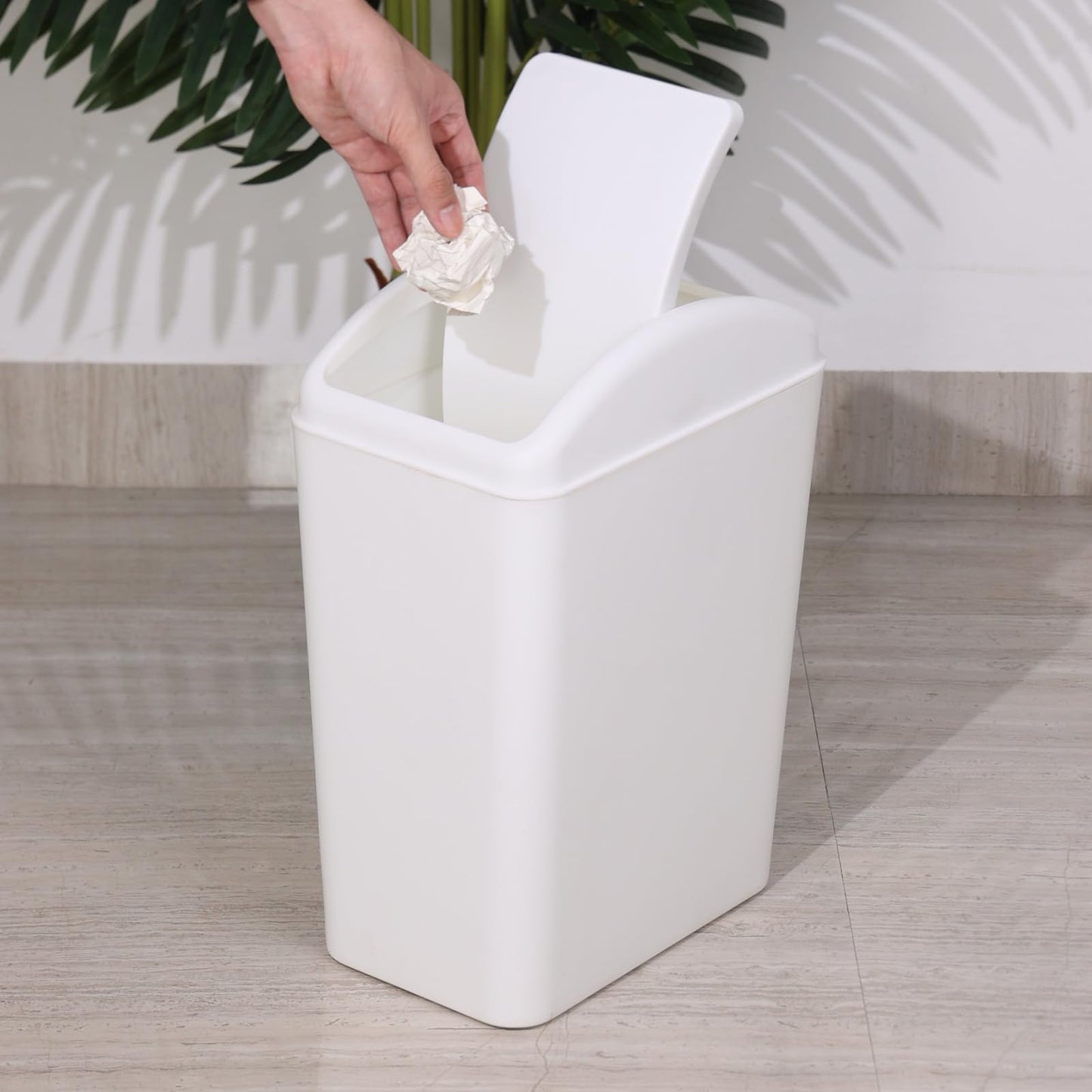 Afromy 15 L Swing Top Trash Can, Slim Kitchen Waste Bin