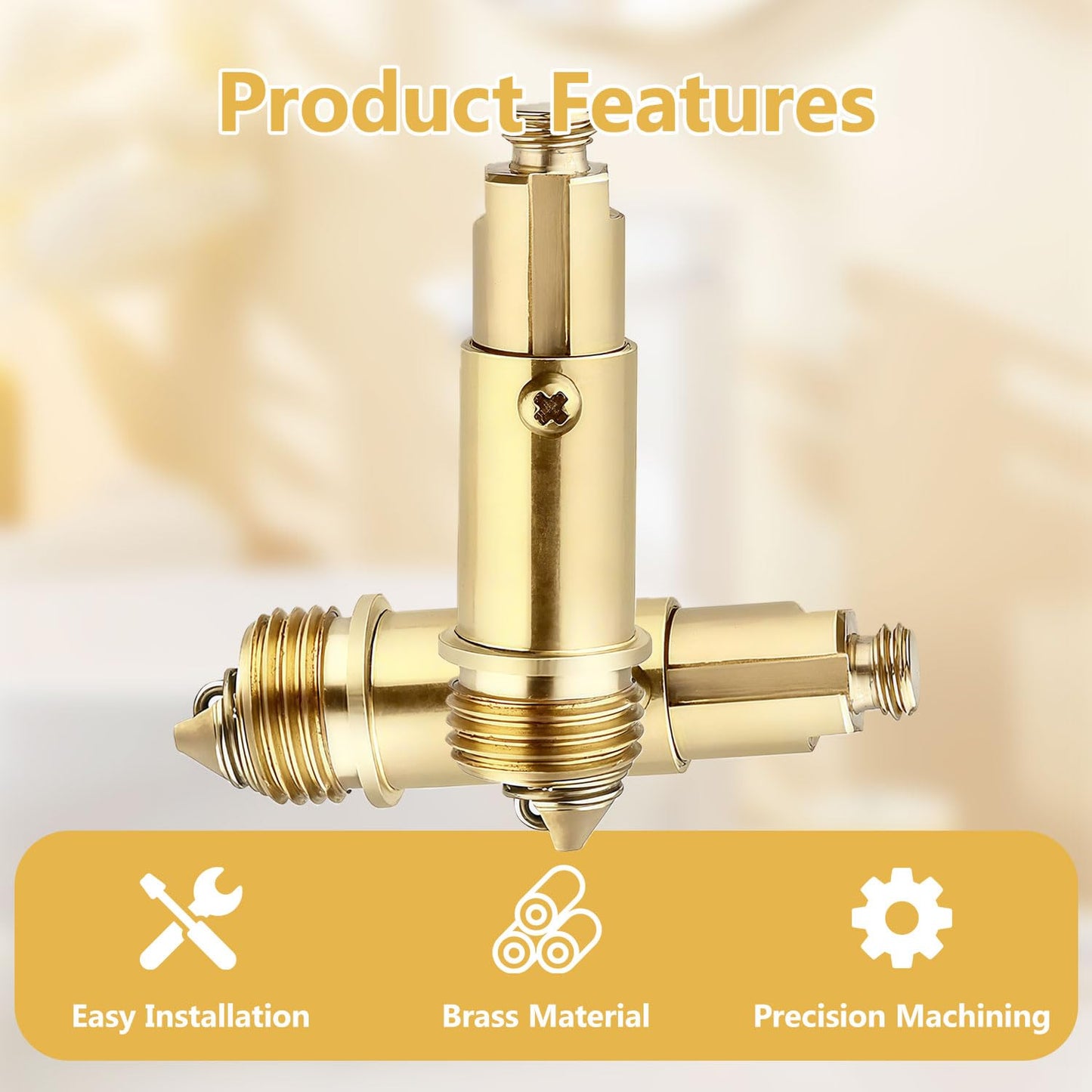 2Pcs Pop Up Click Clack Slotted Plug Bolt Assembly, Brass Plug Bolt Replacement, Internal Spring PlugBolt, for Most Sink Bath Tub Basin Drain Stopper