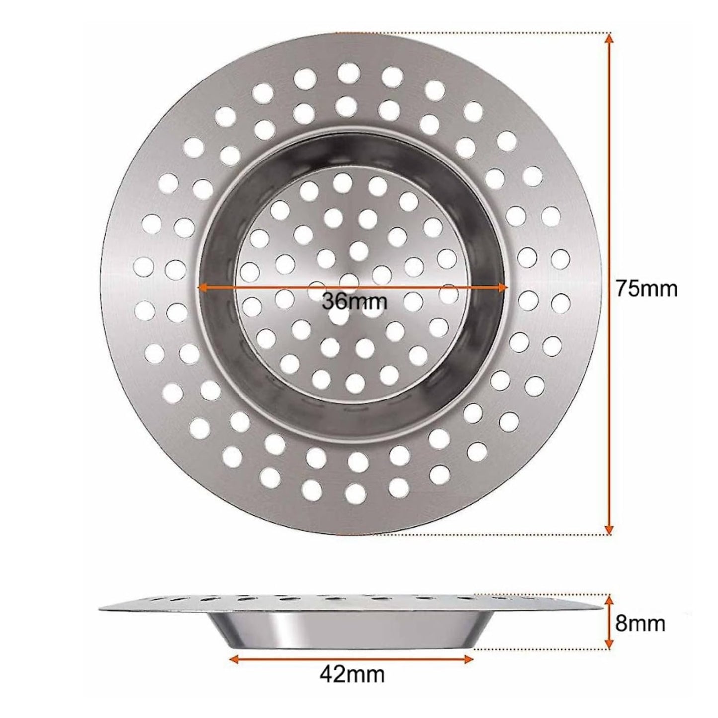 2 Pcs Sink Strainer–Stainless Steel Kitchen Sink Plug Strainer– Dual Function Drain Plug Hair & Food Catcher for Kitchen, Bathroom