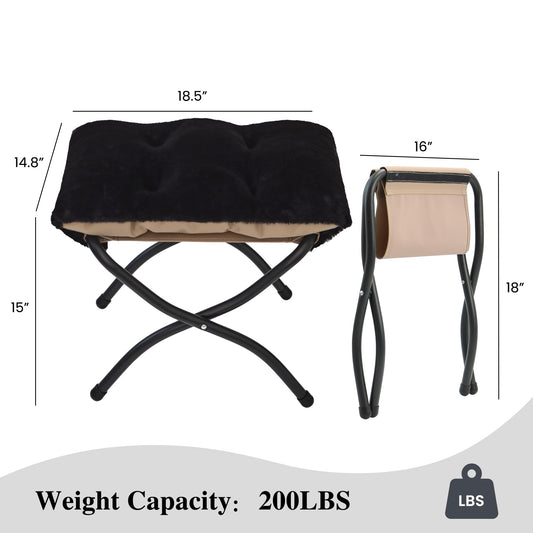 Mordchil EU 15"H Folding Ottoman, Foldable Footrest Stool, Portable Small Foot Stool for Couch, Collapsible Foot Rest Ottoman for Sofa