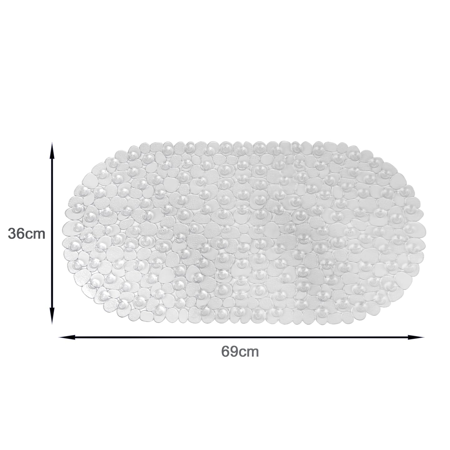 WELTRXE Non Slip Bath Mats for Inside Bath, 69 x 36 cm Clear Pebble Bath Mat Non Slip Anti Mould, Anti Slip Shower Mat