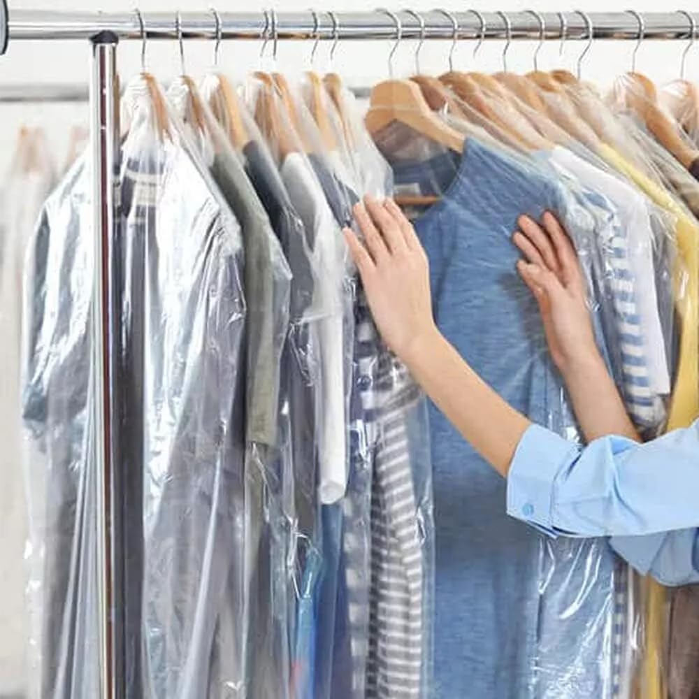 20 Pack Plastic Clothes Covers, 60*100cm/60*140cm Dry Cleaning Bags, Clear Clothes Bags Hanging, Garment Bags