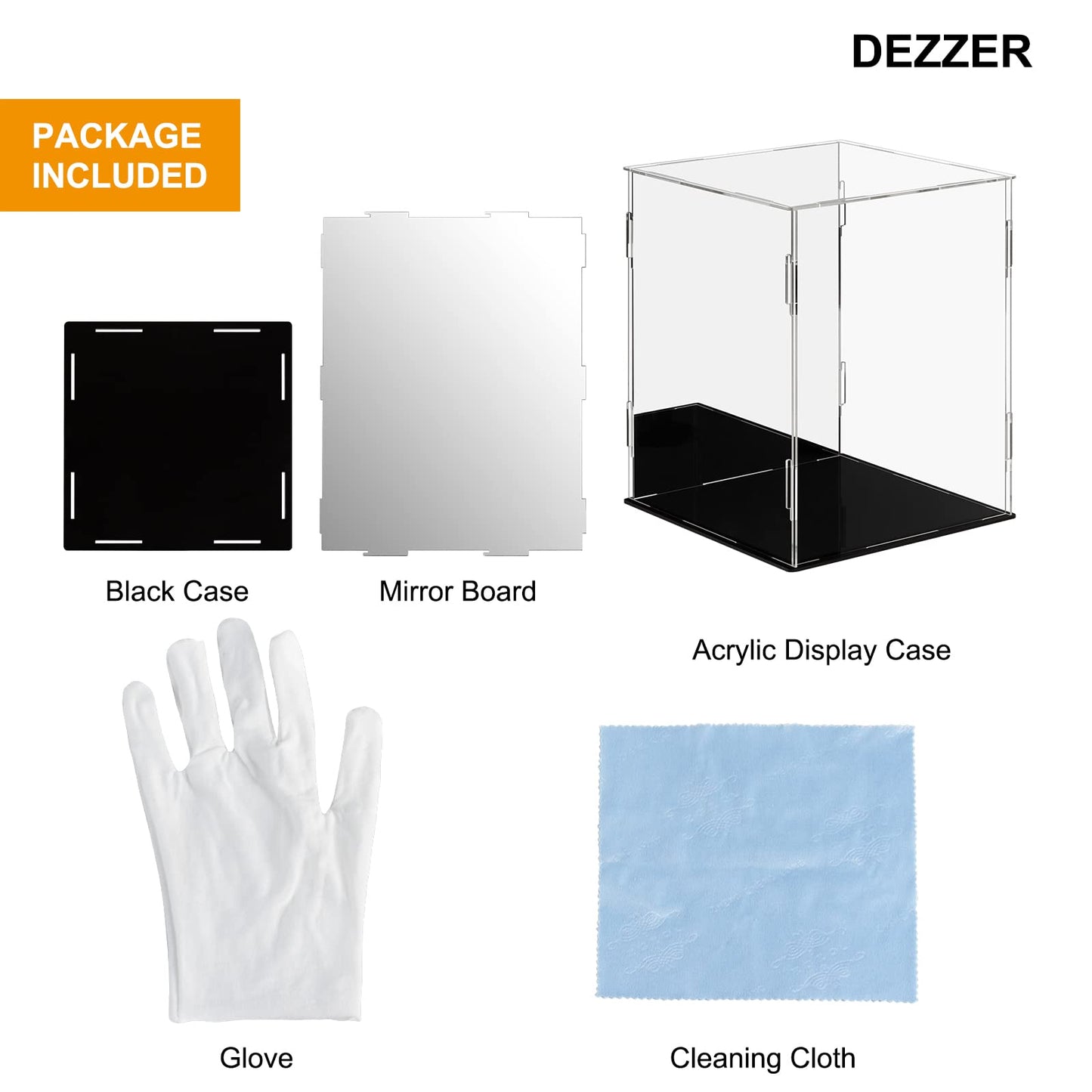 Dezzer Acrylic Display Case with Black Base for Collectibles