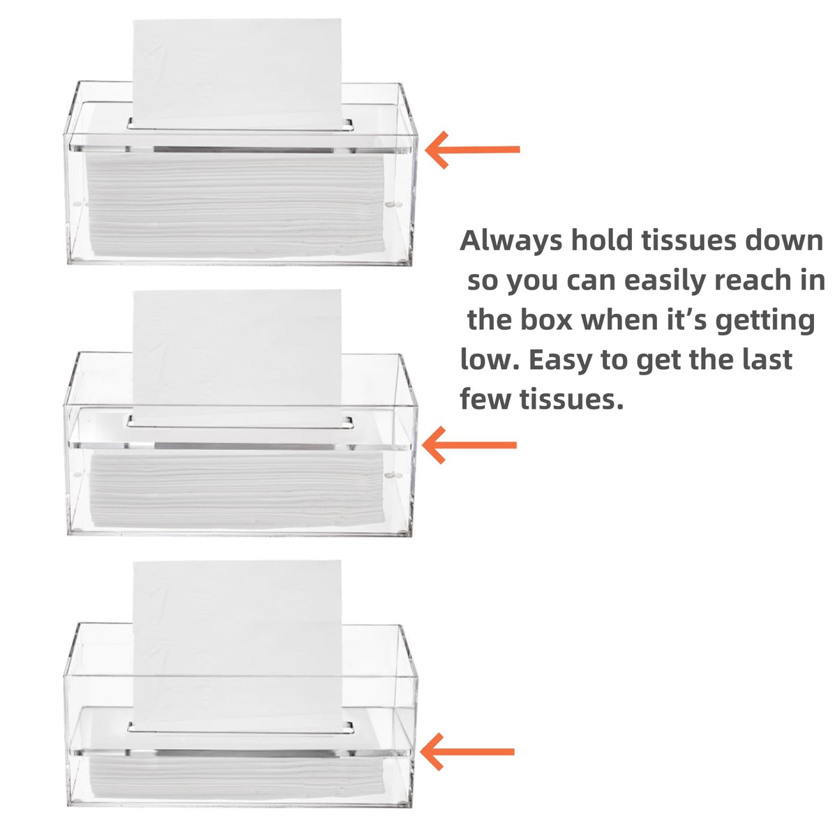 Dicunoy Clear Tissue Box Holder, Rectangular Acrylic Facial Paper Holder with Removable Cover, Napkin Dispenser for Vanity Counter, Dresser, Office