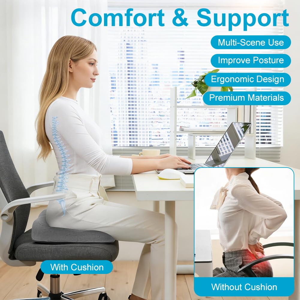 AOOSU Donut Cushion, Memory Foam Seat Cushions with Center Hole & U-Shaped Design, Cushion Support for Long Sitting