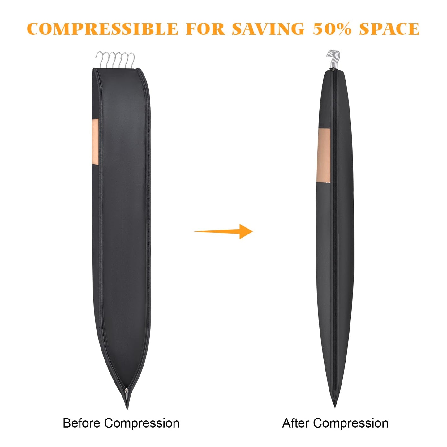 Syeeiex Space Saving Garment Bags with Self Comression Zipper, 2 Pack