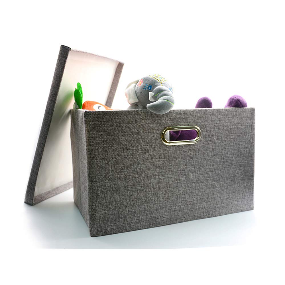 Wintao Storage Boxes with Lids, Collapsible Fabric Storage Baskets for Shelves, Grey, Small, 33 x 22 x 18 cm, 1 Pack