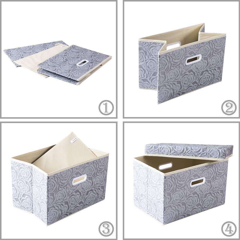 Prandom Storage Boxes with Lids Large.Rose Pattern Fabric Decorative Storage Box, Really Useful Box,Clothing Storage,Cubes