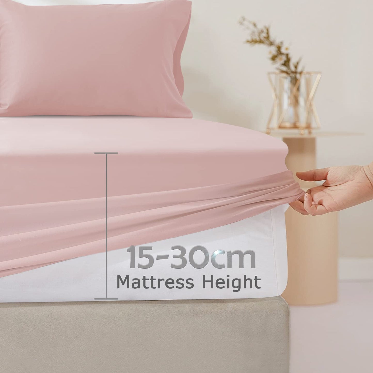 Waterproof Mattress Protector,122x190cm Mattress Covers, 30cm Deep Pocket Fitted Sheet