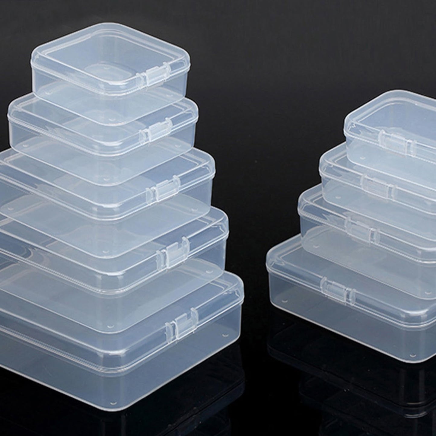 Leliafleury 9.4x9.4x3cm Transparent Plastic Organizer, 5Pcs Empty Mini Square Storage Containers Clear Plastic Storage Boxes with Lids for Small Items