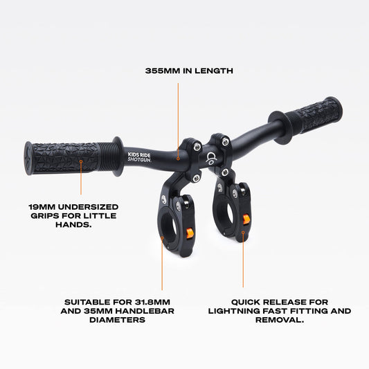 Kids Ride Shotgun Kids MTB Handlebar Attachment | Accessory for the Shotgun Mountain Bike Child Seat | Easy Fitting and Removal (Pro Handlebar