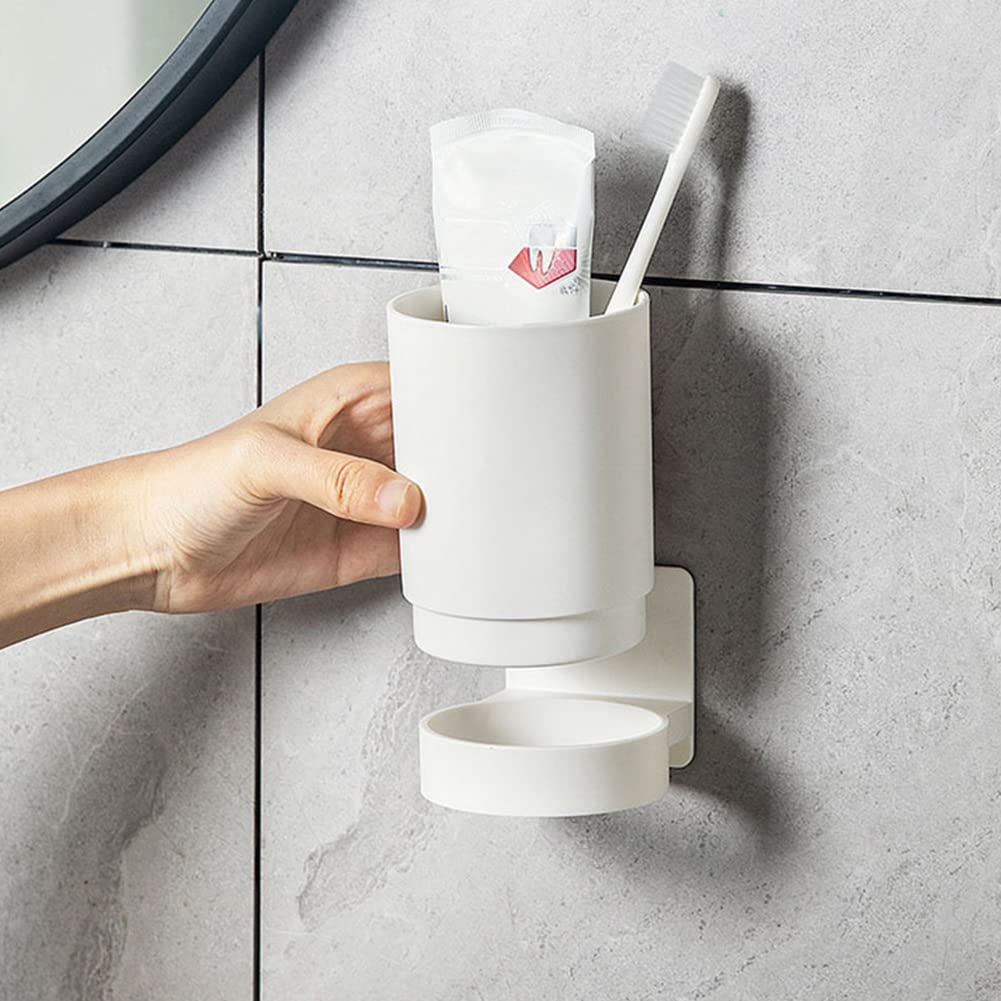 Toothbrush Cup, Toothbrush Holder Wall Mounted Self Adhesive Tooth Brushing Holder Water Cup Drink Cups For Home Bathroom Accessories(Grey)