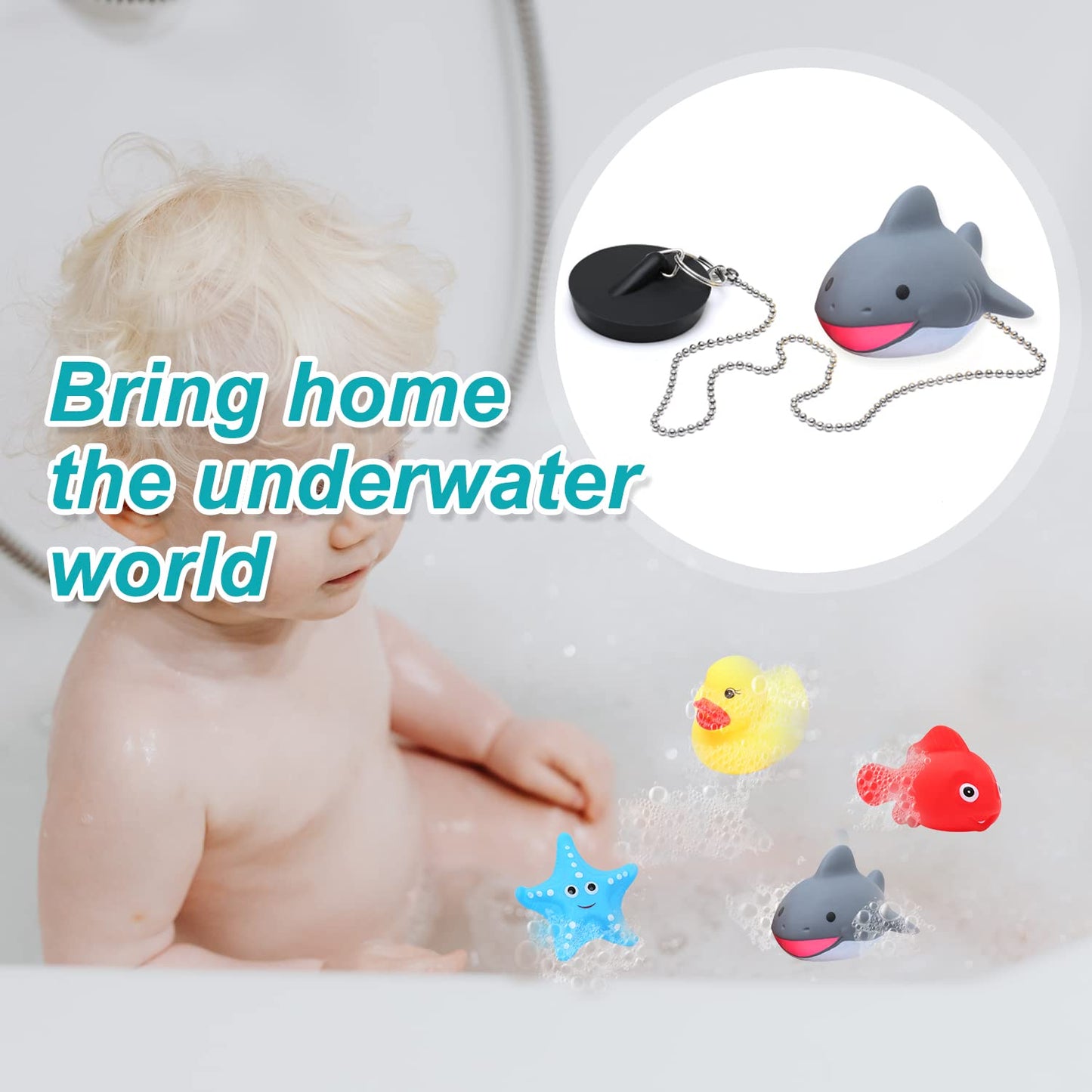 MAIXINNEW Bath Plug with Chain 45mm Cute Floating