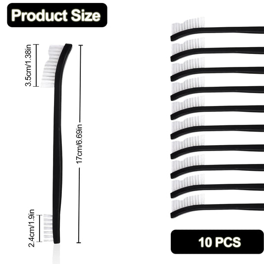 10 PCS Small Cleaning Brushes Set, Double-Ended Nylon Detailing Crevice Brush 7Inch All Purpose Stiff Bristles Brushes for Kitchen Sink Bathroom Gaps
