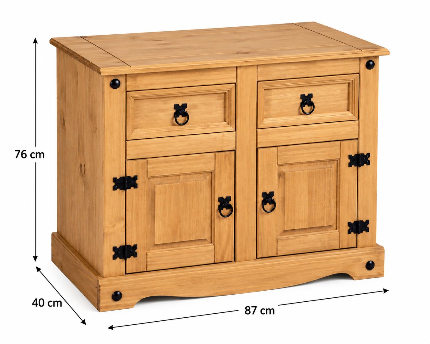 Mews Corona 2 Door 2 Drawer Small Sideboard, Mexican Pine