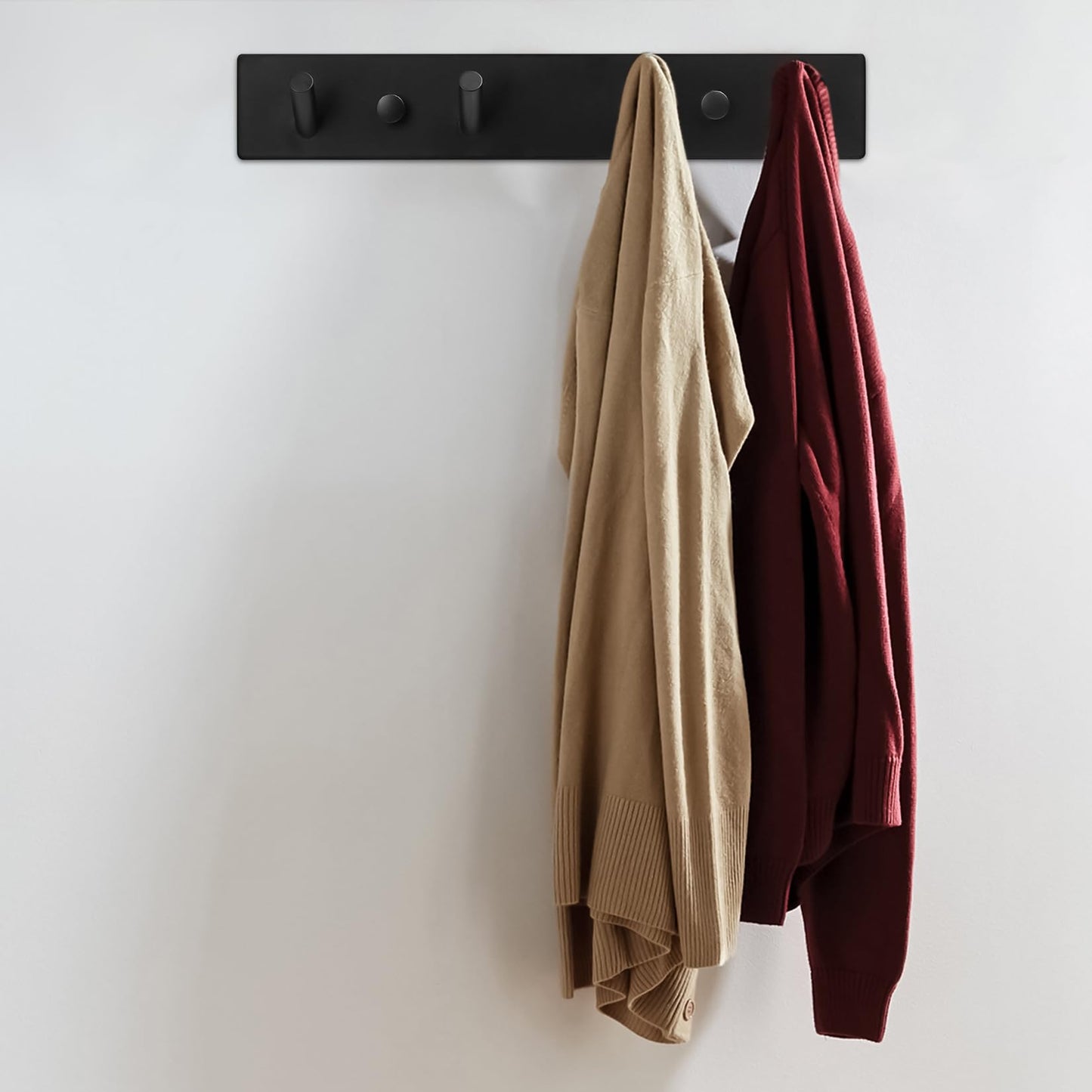 SZZHIYONG Coat Hooks Wall Mounted, Black Coat Hangers Coat Rack Wall Mounted, Heavy-Duty Stainless Steel Coat Hooks for Wall