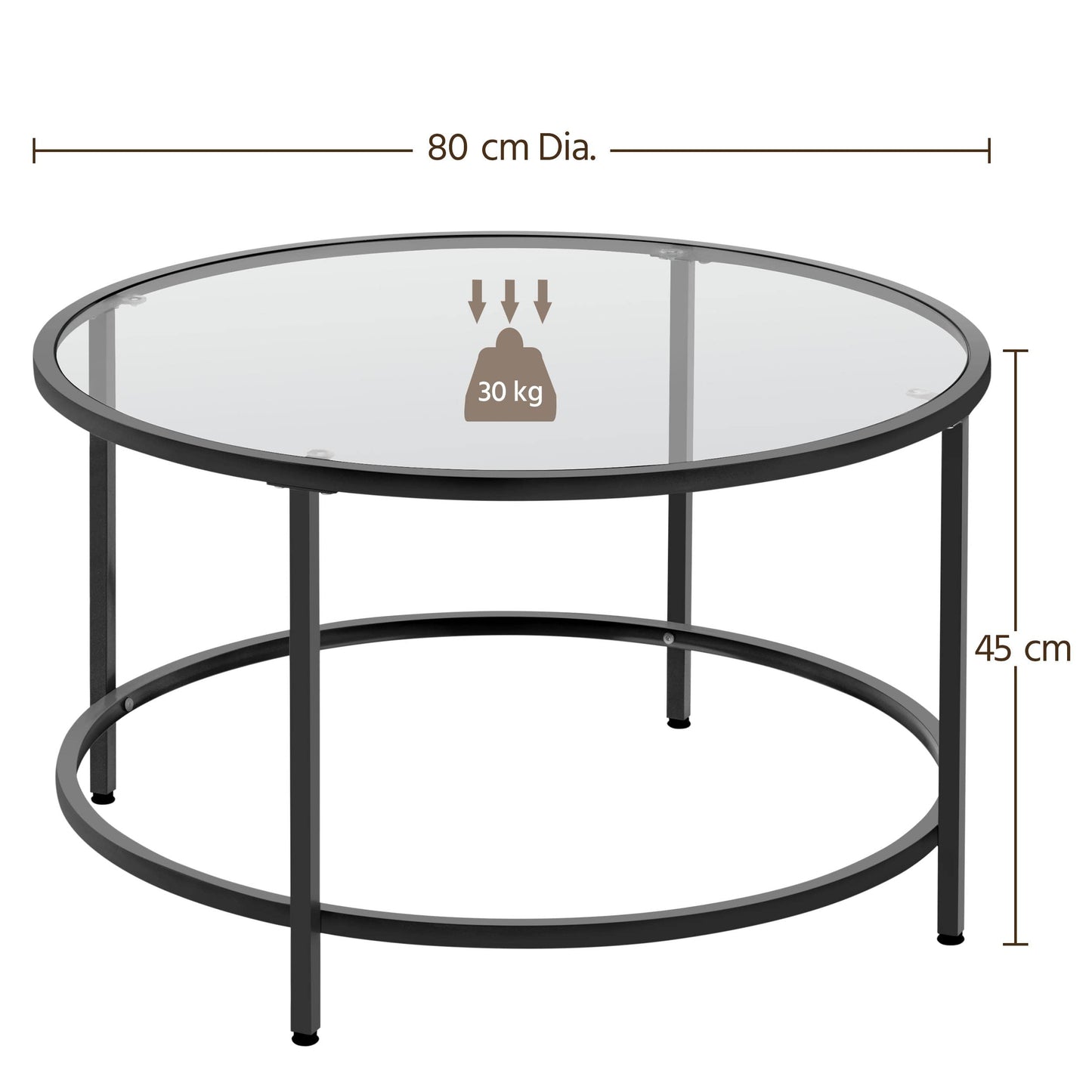 Yaheetech Round Coffee Table Black