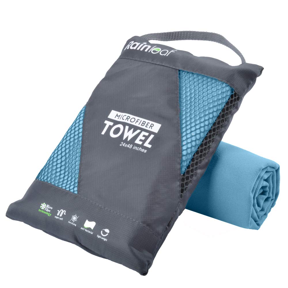 Rainleaf Microfiber Towel,Marine Blue,30 X 60 Inches
