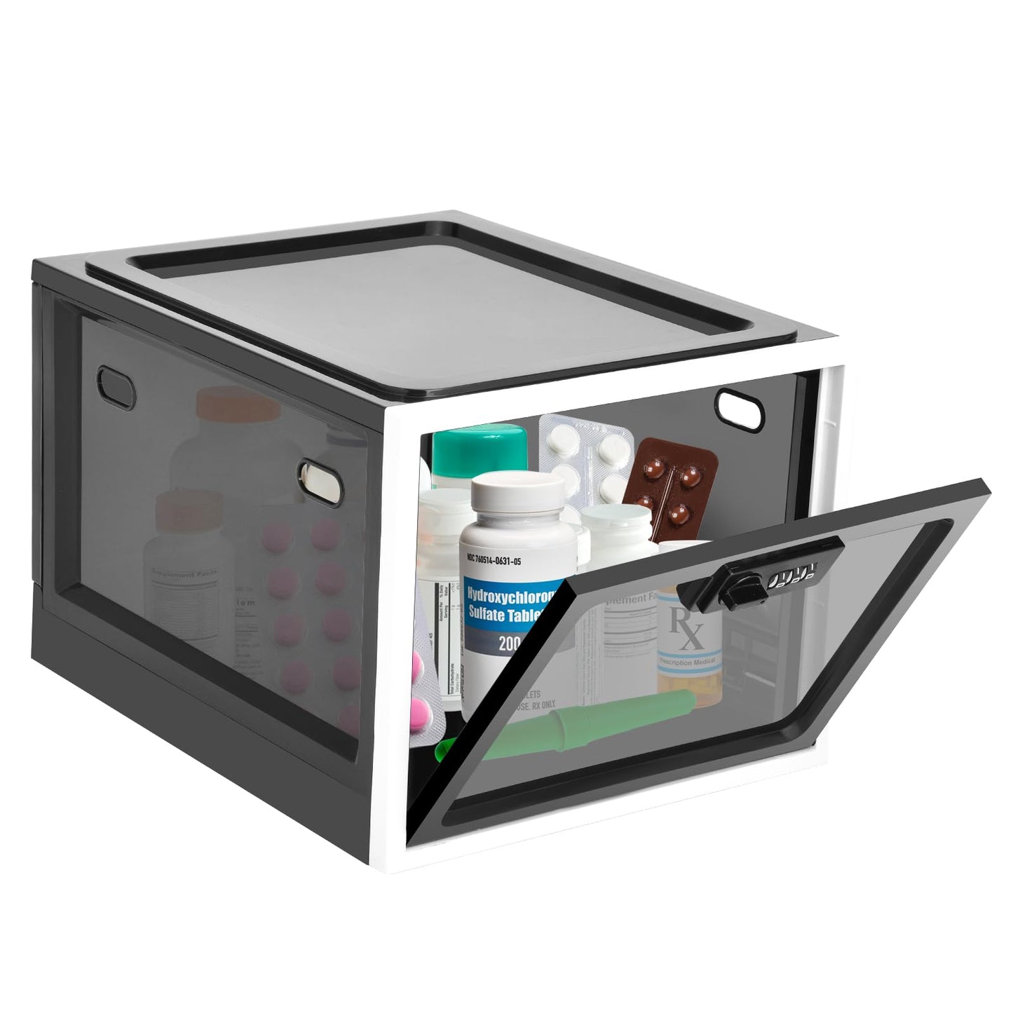 Lockable Storage Box, Large Medicine Storage Box with Lock, Medication Lockable Container, Safe Locking Storage Bin Organiser for Fridge Food, Snacks,