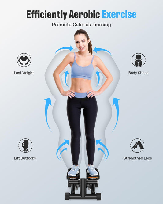 Sportsroyals Stepper for Exercise, Stair Stepper with Resistance Bands, Mini Stepper with 330LB Weight Capacity, Adjustable Stride Height to Increase