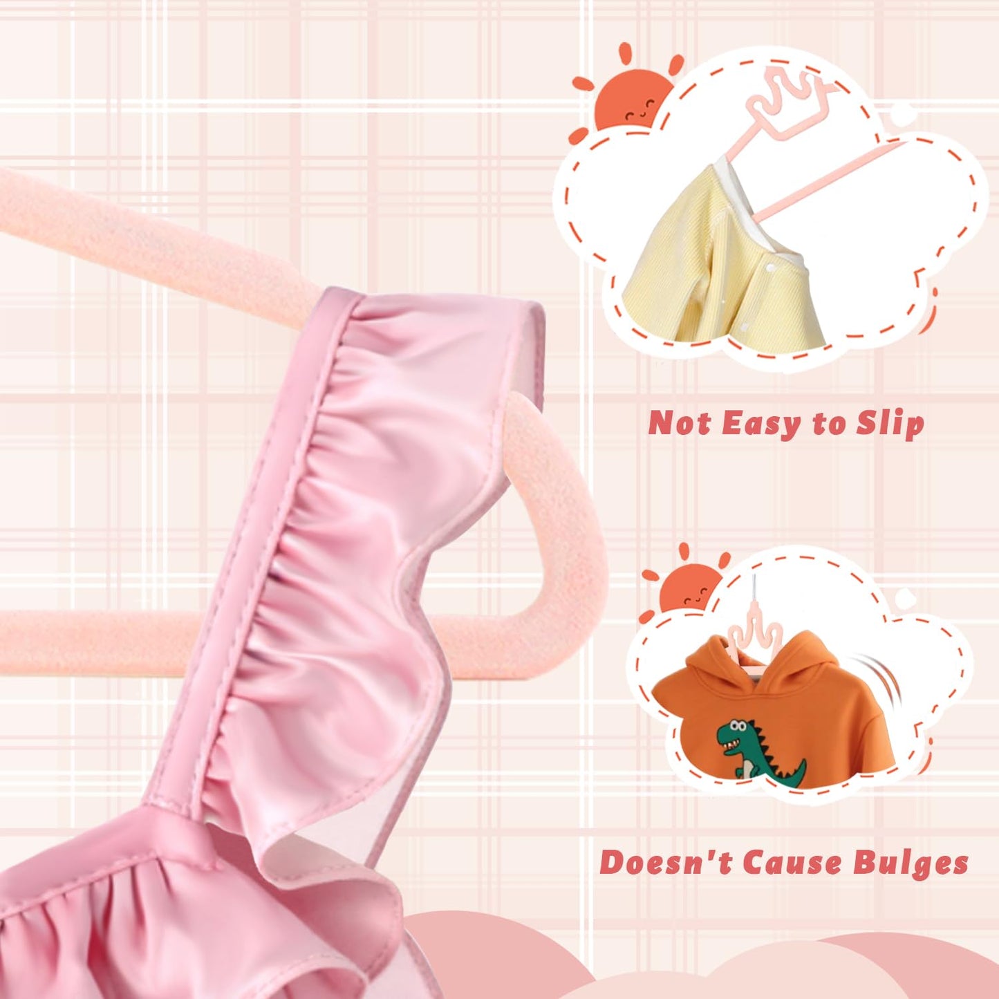 ManGotree 12.6" Kids Velvet Hangers Non-Slip Baby Hangers 20 Pack Pink