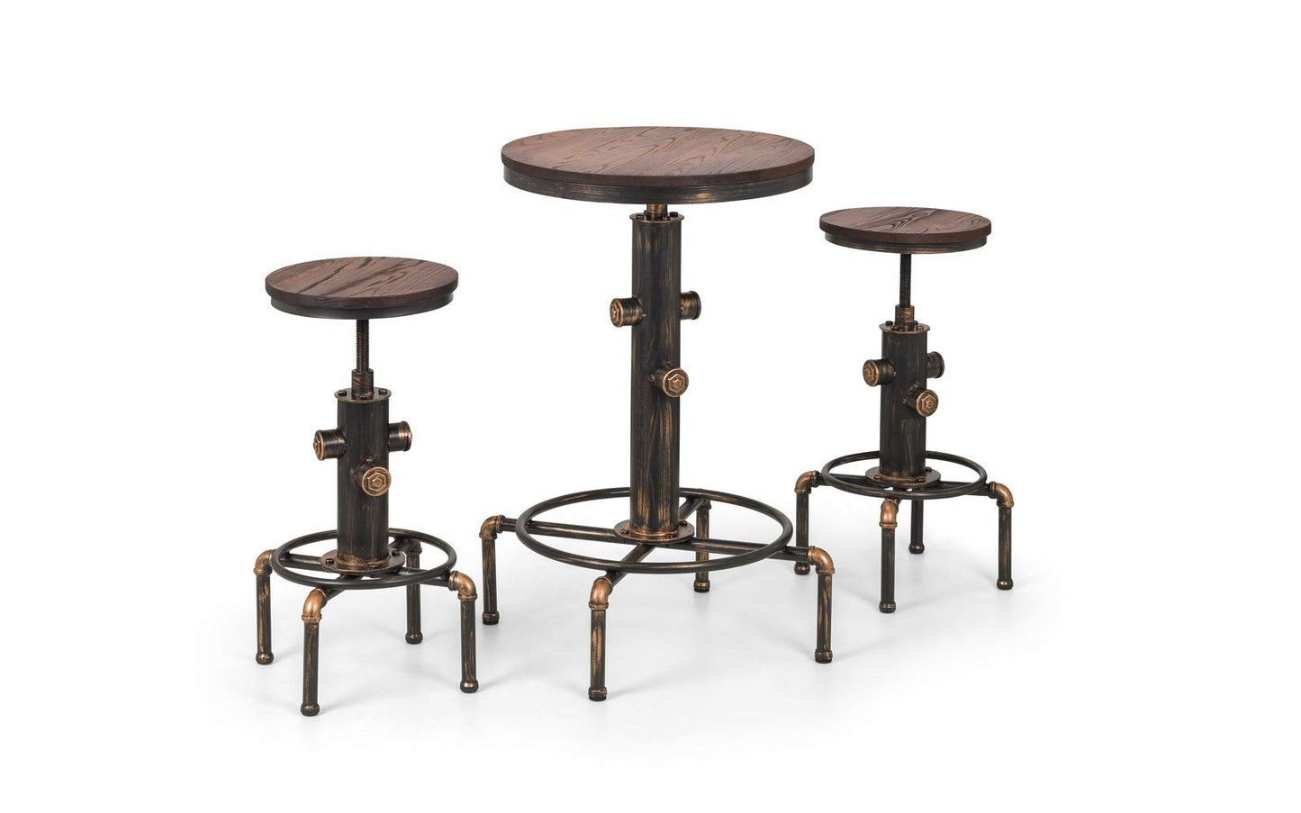 Julian Bowen Rockport Bar Table for 2-4, Pipework, Wood - H105 x W66cm