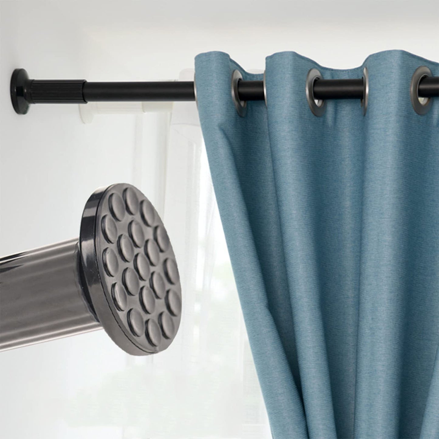 92cm-127cm Long Tension Curtain Rod, No Drilling Extendable Stainless Steel Curtain Pole for Windows and Bathroom,Telescopic Shower Curtain Rod, Room