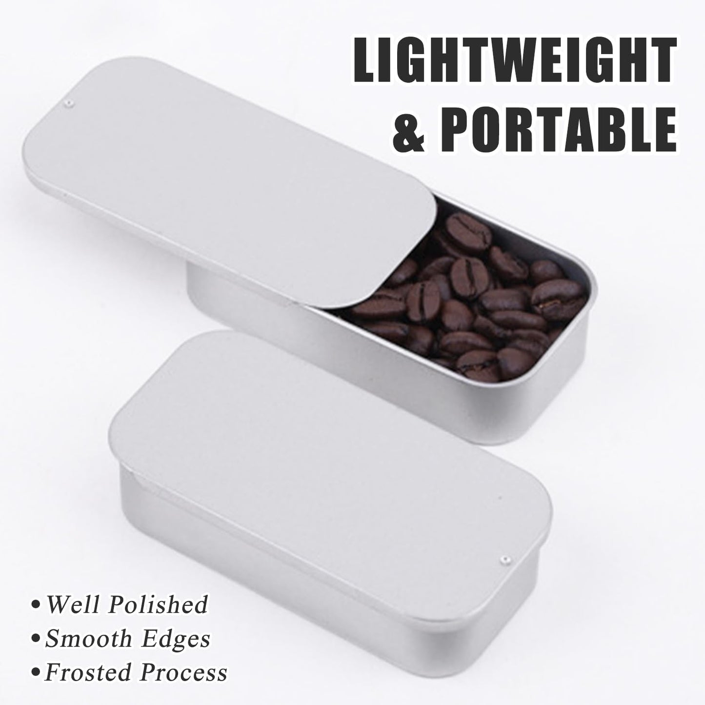 SYEYCW 6 Pcs Small Tins, Rectangular Tin with Slider Lid, Metal Tin Box Container, 50 × 25 × 10mm Portable Metal Holder