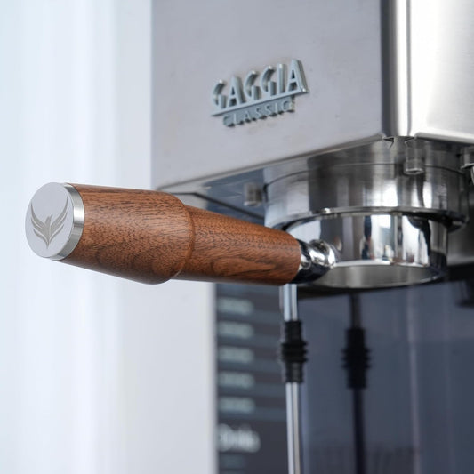 Knodos Bottomless Naked Portafilter with Double Shot Basket (Walnut, Fits Gaggia 58mm - Classic/Pro/Evo Pro)