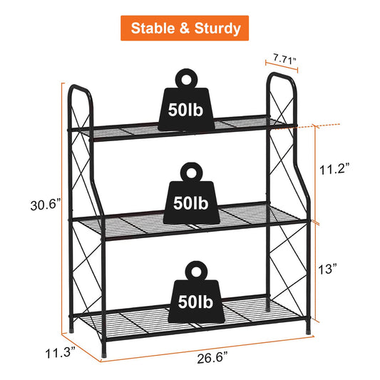 Mutool 3 Tier Metal Plant Stand, Ladder Shelf for Outdoor Indoor Plant, Corner Plant Shelf Ladder Planter for Garden Balcony & Patio, Black