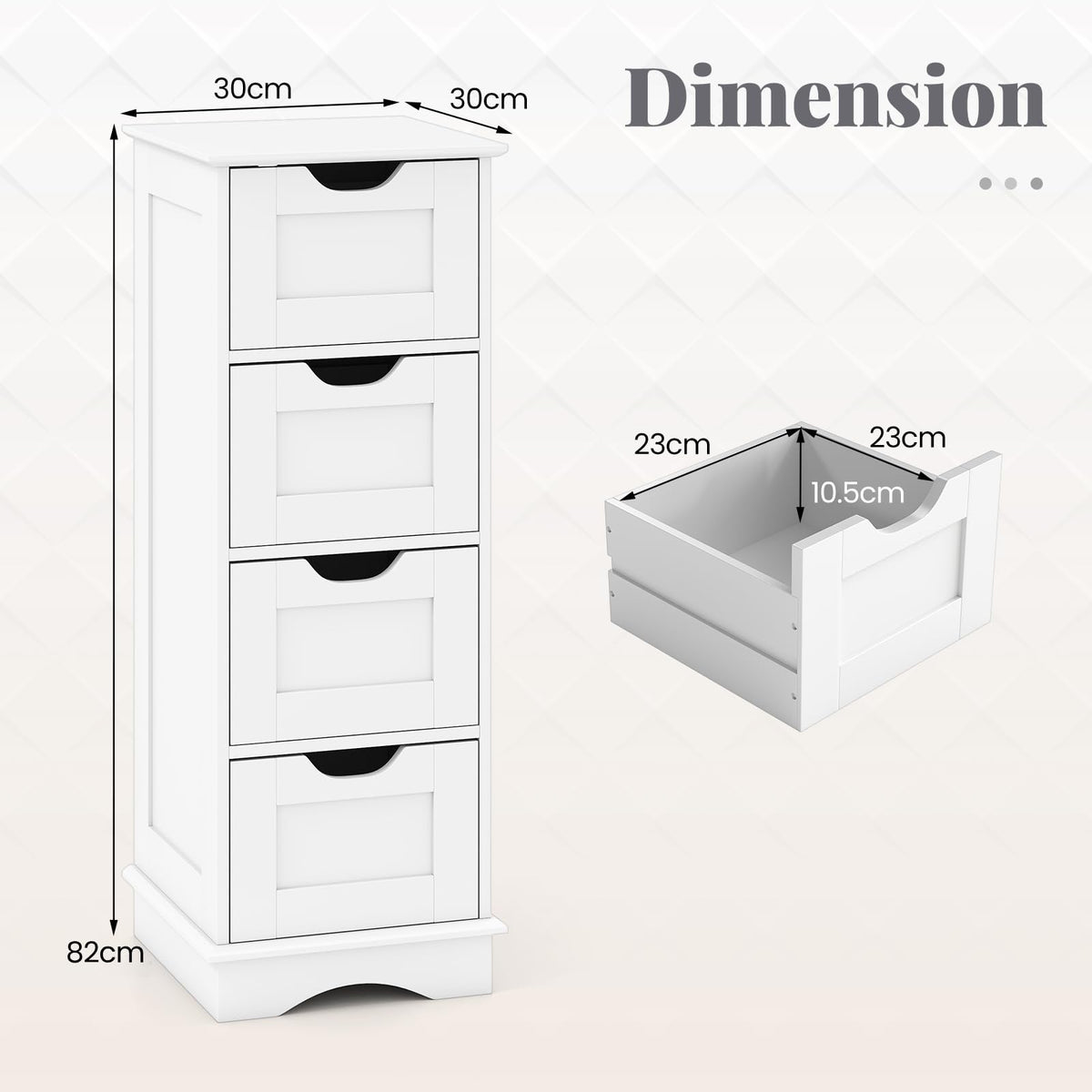 RELAX4LIFE Bathroom Floor Cabinet, Wooden Side Cabinet Narrow Storage Cupboard with 2/4 Drawers