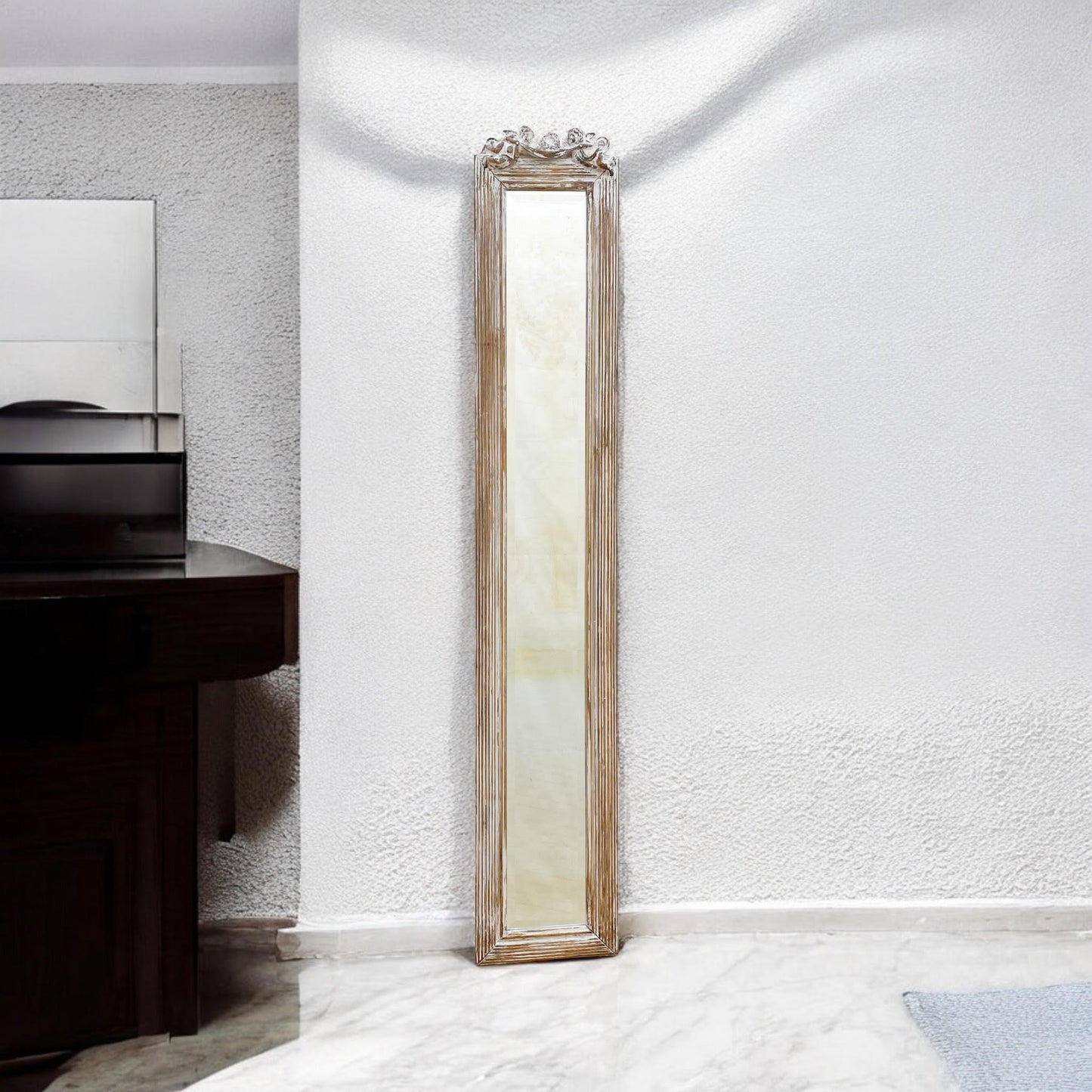 Stylish and Decorative 109cm Tall Elegant Design Wall Mirror – Functional and Decorative Accent Wall-mounted Mirror for Bedrooms, Home, Living Areas, or Hallways (White 109cm)