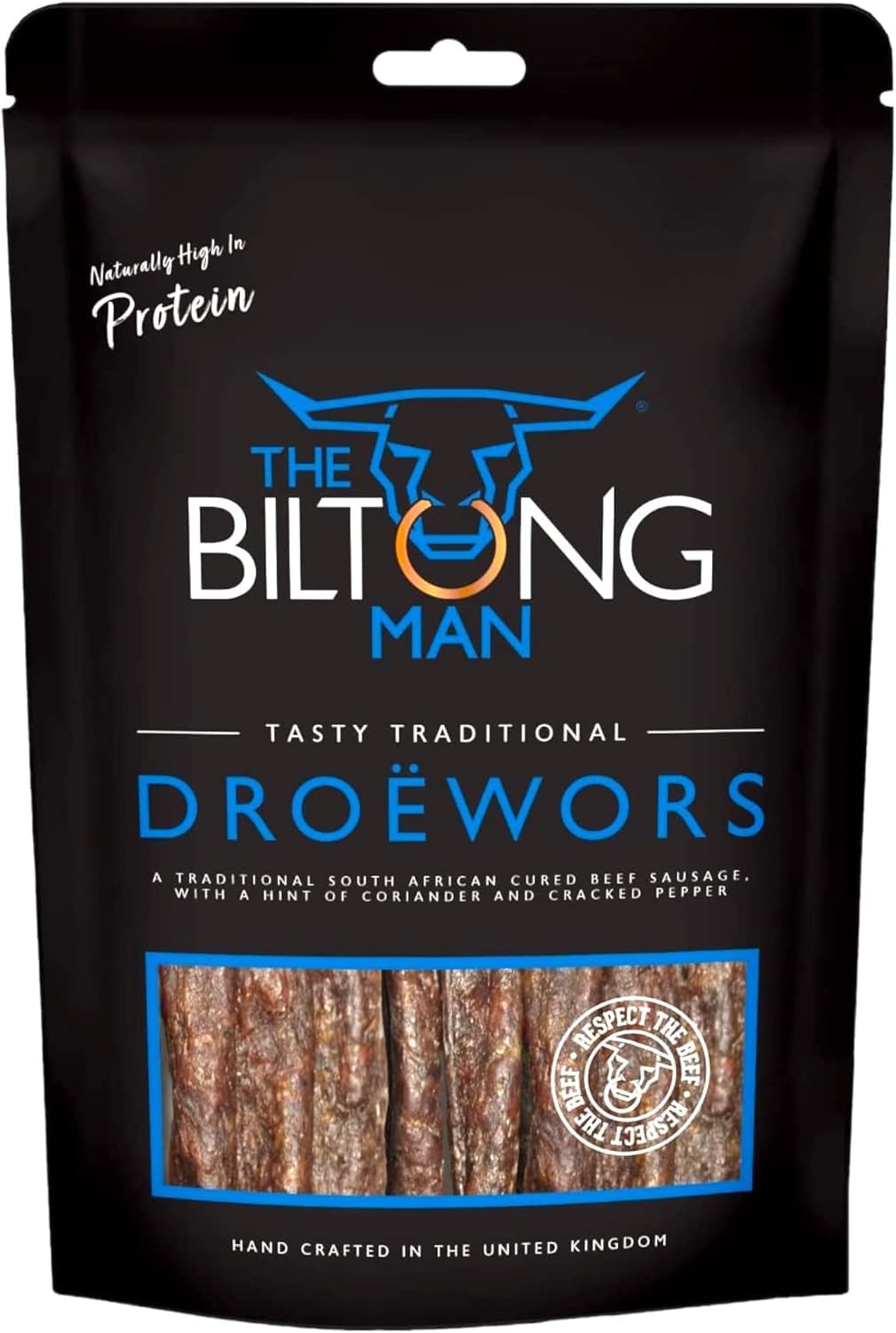 The Biltong Man Tasty Traditional Dro?wors Sticks ? High-Protein Beef Snack, 250g