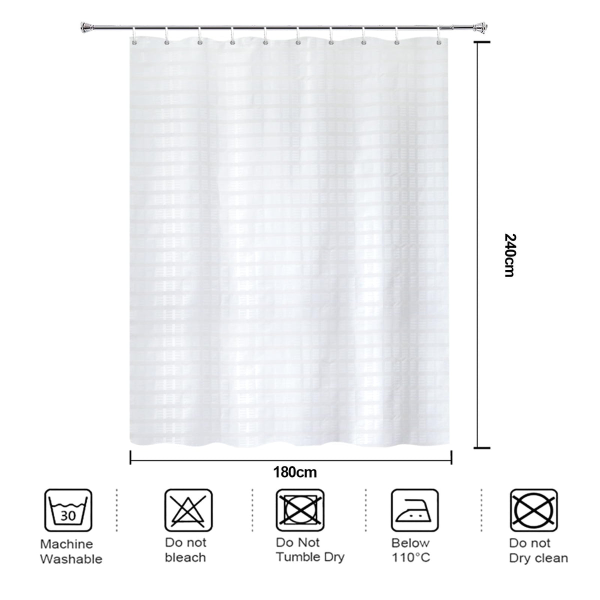 YISURE White Waffle Water-repellent Shower Curtain 71x71 Inch