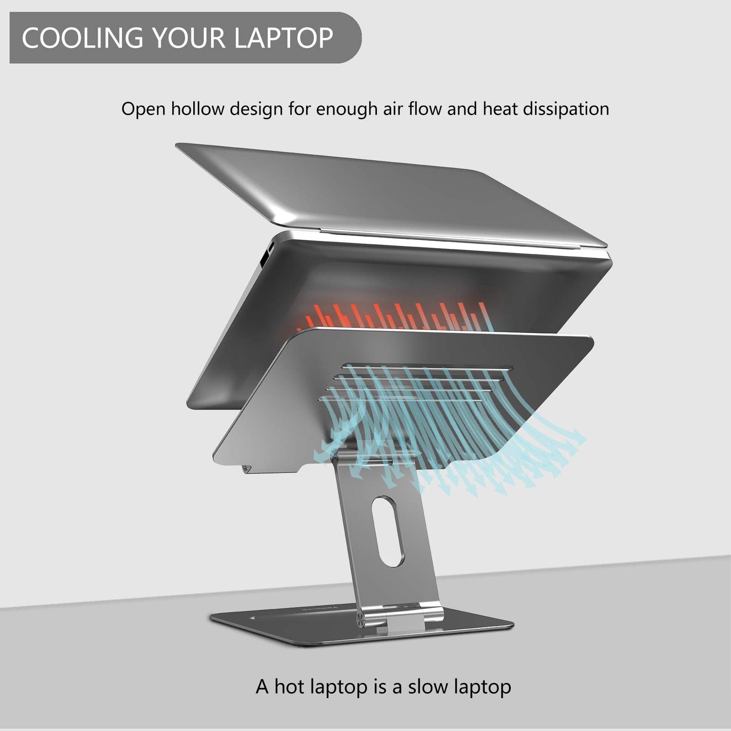 Yanavee Laptop Stand, Height Adjustable Laptop Riser With Heat-Vent, Ergonomic Aluminum Laptop Computer Stand