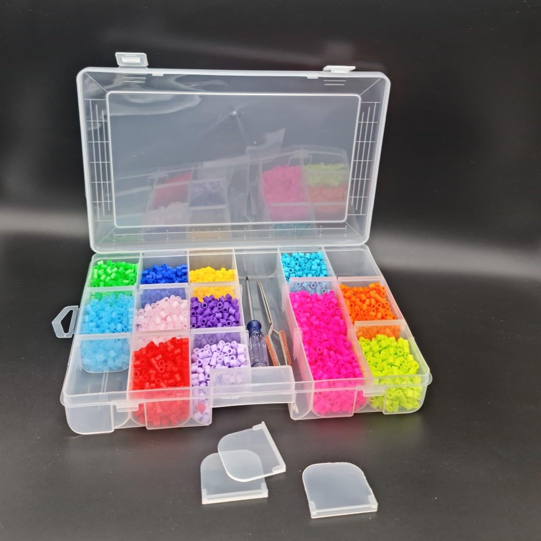 SHC Web Medium Adjustable 18 Compartment Box - Craft/Hobby Organiser Case for Beads/Findings/Sewing/Embroidery/Parts Storage - Removable Dividers