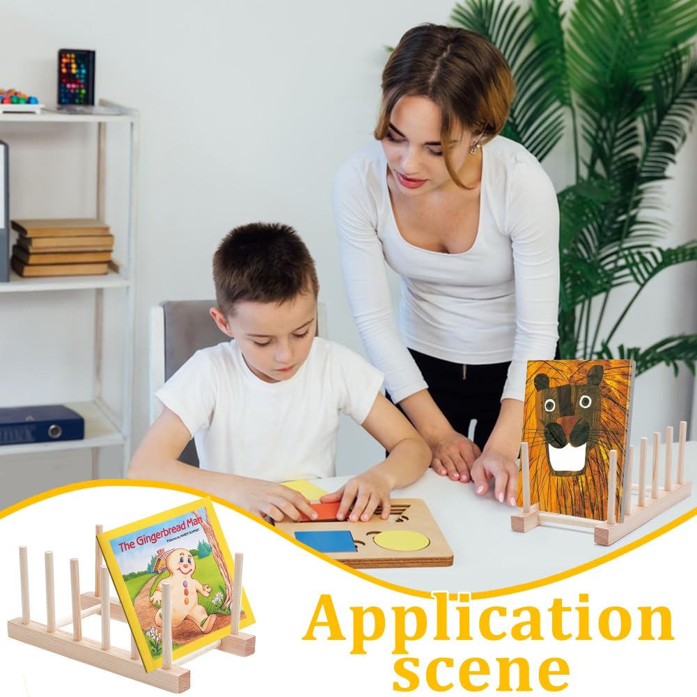UNICRAFTALE 2 Sets Wooden Bookshelf 5-Tier Toddler Book Display Shelves Mini Natural Wood Color Book Display Stand Holder for Magazines Rooms Nursery