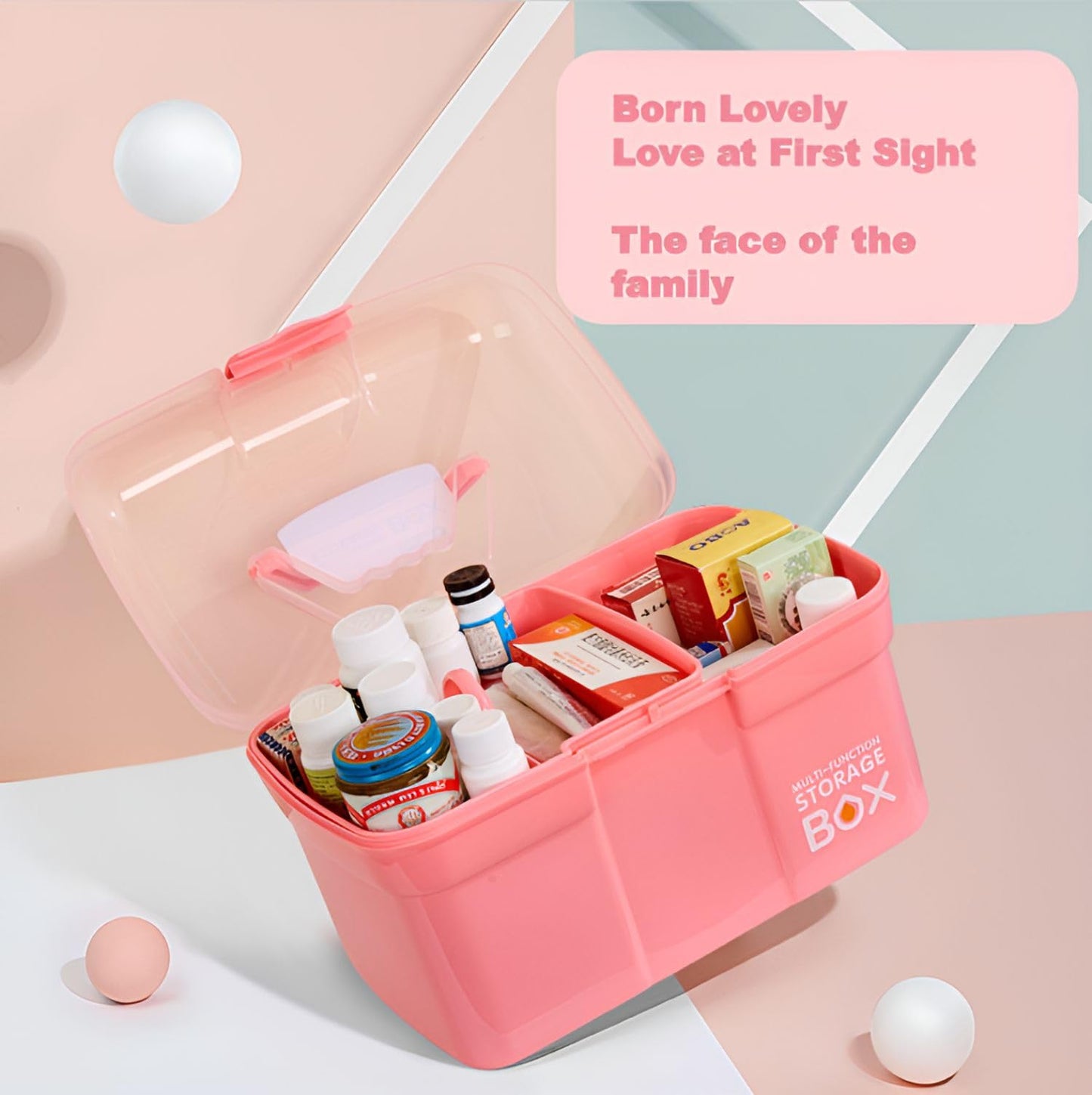 Storage Box with Removable Tray & Lid,Multipurpose Container Small Plastic Art Storage Box with Compartments,Craft Caddy for