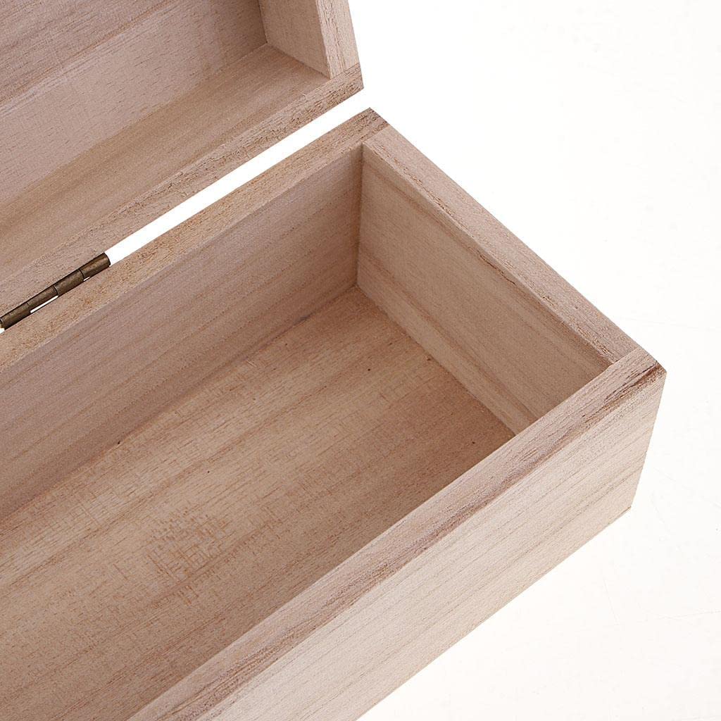 zalati Wooden Box Unfinished Natural Treasure Chest Case for DIY Craft Jewelry Storage